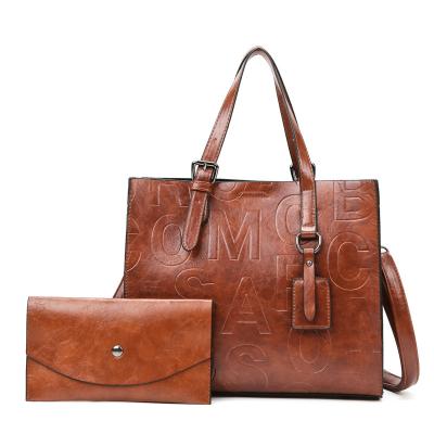 China 2022 New Design Water Resistant Ladies Fashion Shoulder Bags PU Women Leather Handbag Cross - Body Tote Bag 3pcs Ladies Bags Set for sale