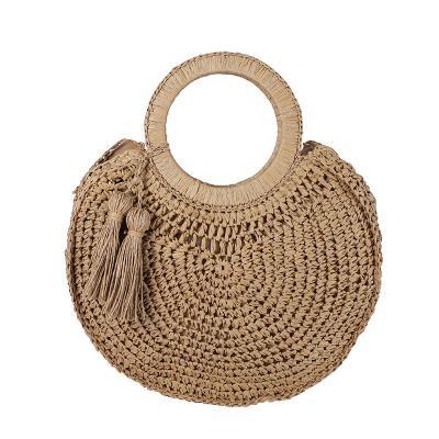 China Wholesale 2022 Fashion Straw Tote Handbag Vintage Rattan Purse Shopping Satchel Bag Beach Bag For Women Girls for sale