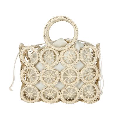 China Fashion 2022 Summer Women Straw Woven Tote Large Beach Shoulder Bag Handmade Weaving Handbag For Girls Straw Bags Women Handbags for sale