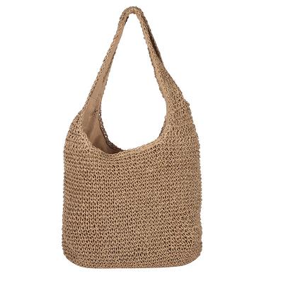 China 2022 Other Women's Straw Handbags Large Summer Beach Tote Woven Round Pompom Handle Shoulder Bag for sale