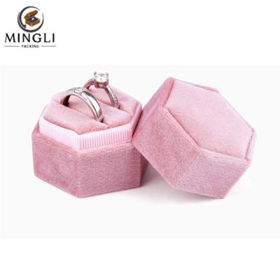 China 2020 Hot Wholesale Wedding Ring Jewelry Romantic Box Packaging Hexagonal Ring Earring Storage Box for sale