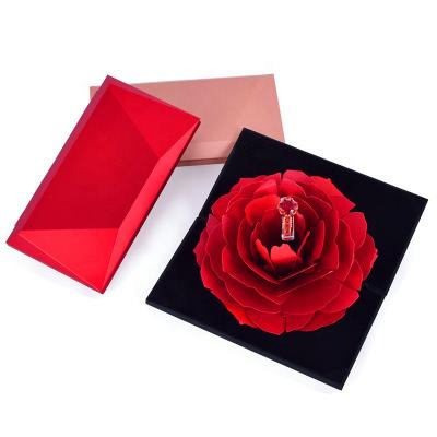 China 2020 Valentine's Day Romantic Ring Jewelry Box Packaging Jewelry Package Wedding Rose Gift Box for sale