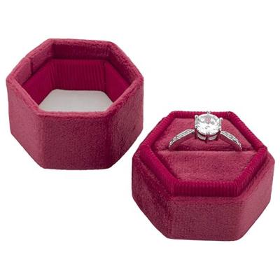 China 2020 Fashionable High Quality Velvet Ring Jewelry Packaging Box Small Mini Hexagon Box for sale