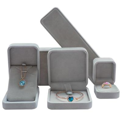 China MingLi Velvet Gray Ring Box Bracelet Necklace Box Earrings Pendant Engagement Jewelry Box Packaging Jewelry Package for sale