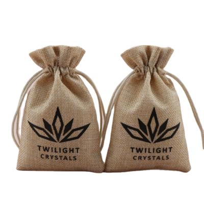 China Wholesale Custom Punch Logo Jute Jewelry Pouch Bag For Bracelet Cheap Cotton Drawstring Pouch Necklace Burlap Bag for sale