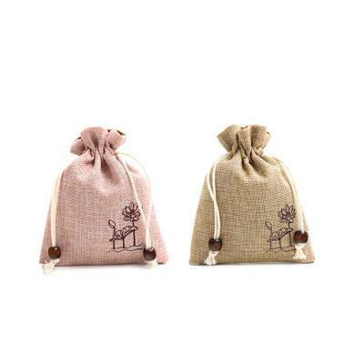 China Jewelry ; packaging ; promoting; Wholesale Burlap Jewelry Gift Storage Burlap Jewelry Pouches Packaging Burlap Bags with Drawstring Gift Bag for sale