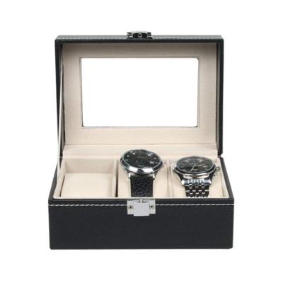 China High-end PU LOGO Security Watch Travel Case Eco-friendly Leather Watch Display Storage Boxes 3 Bit for sale