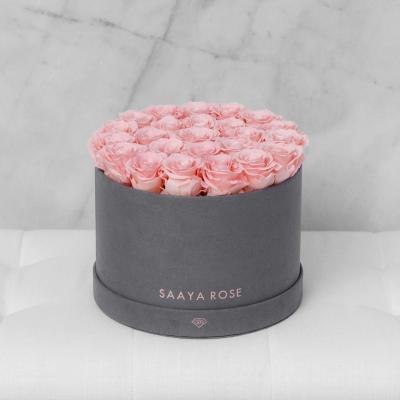 China Recycled Materials Customized LOGO Romantic Round Rose Flower Box Valentine's Day Wedding Decoration Gift Box for sale