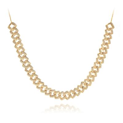 China Hiphop Gold Filled Cuban Zirconia Hip Hop Link Chain Necklace Chokers For Men Women Jewelry for sale