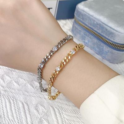 China Exquisite Punk Fashion Charm CZ Zircon Tennis Bracelets For Women Bangle Gift Luxury Jewelry for sale