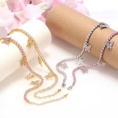 China Fashion Punk Butterfly Charm CZ Zircon Tennis Bracelets For Women Luxury Bracelet Gift Jewelry Drop Shipping for sale