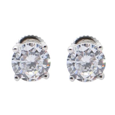 China TRENDY Hip Hop Around Zircon Stud Earrings Shape Real 925 Silver Hiphop Earrings For Men Women Drop Shipping for sale