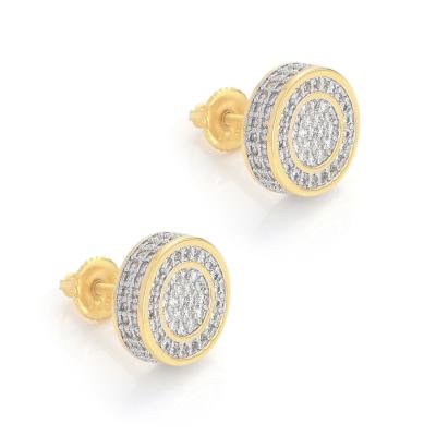 China FASHION Gold Plated Round Zircon Shape Studs Earrings Hip Hop Jewelry For Agent Wholesale In Stock for sale