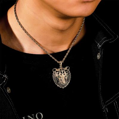 China Jewelry Punk Luxury Tiger Zirconia Main Hip Hop Pendant Necklace Personality Iced Out Pendants For Men for sale