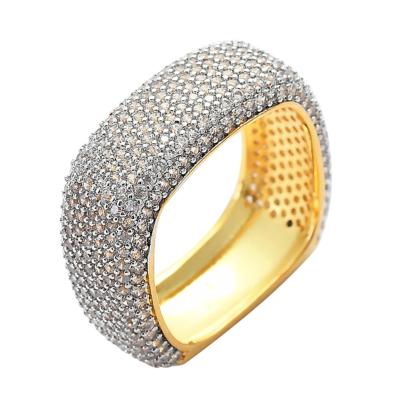 China CLASSIC Sparkling CZ Diamond Heavy Luxury 18K Big Jewelry Mens Rings Gold Plated for sale