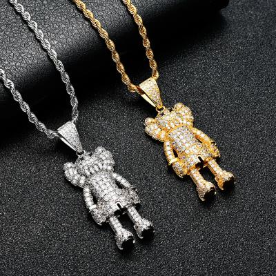 China Hiphop Iced Out Sesame Street Cartoon Figure Necklace Pendant Zircon Inlaid Hip Hop Necklace For Men Boy for sale