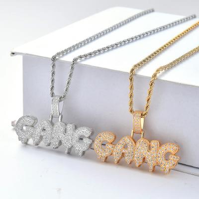 China New Fashion Wholesale Custom Letter Band Pendant Hiphop Necklaces Gold Plated Necklace Jewelry for sale