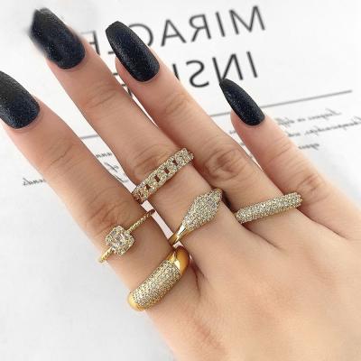 China 2022New CLASSIC Design Iced Out Bling 18K Gold Plated Diamond Ring Hiphop Rock Women Finger Jewelry for sale