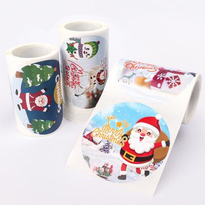 China Waterproof Custom Printing Personalized Bottle Round Roll Label Sticker Christmas Cartoon Label Stickers for sale