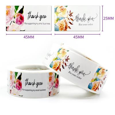 China Floral Waterproof Round Thank You Package Seal Labels Custom Stickers Die Cut For Decoration for sale