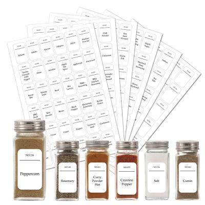 China Eco-friendly Custom Printed Waterproof Vinyl Kitchen Pantry Labels Self Adhesive Sticker Durable Waterproof And Oilproof Spice Jar Labels for sale