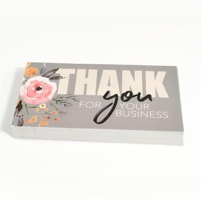 China Modern Simplicity Wholesale Pink Border Thank You Card Coated English Paper Gift Certificate Wrapping Card for sale