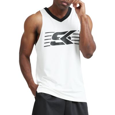 China Fitness Quick Dry Men's Breathable Vest Singlet For Gym Basketball Training Polyester V-Neck Tank Top for sale