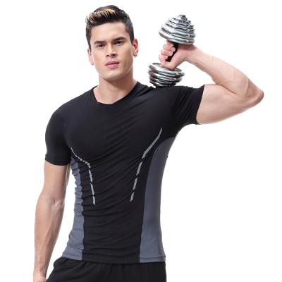 China 2021 Anti-wrinkle V-neck Men's Sportswear Gym OEM Fashion Fitness T-shirt for sale