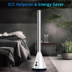 China Low Noise WiFi/UVC CE kc PSE Atmosphere Light Home Using Cooling Floor Electric Standing Bladeless Fan Tower Hepa 13 Home Air Purifier for sale