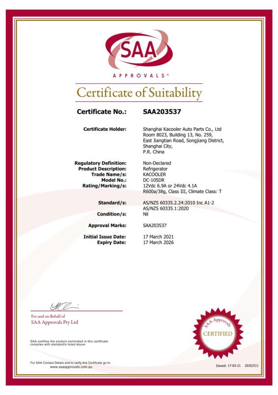 SAA - Shanghai Kacooler Auto Parts Co., Ltd.