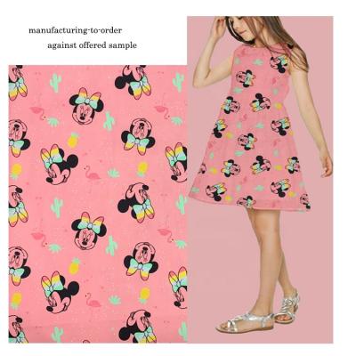 China Popular Mickey 40S Cotton Poplin Digital Printed Fabric Textile Cartoon Digital Printing Fabrics for sale