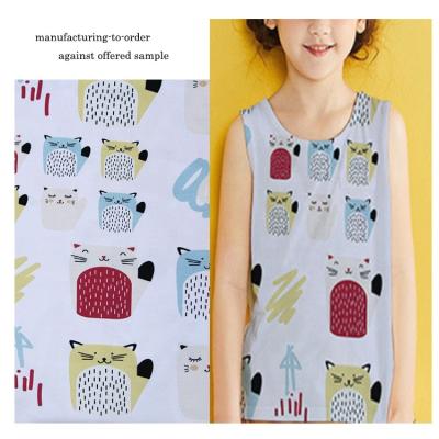 China Cartoon Print Breathable Knitted Cotton Spandex Tank Top 95% Cotton 5% Spandex Fabric Digital Printed for sale