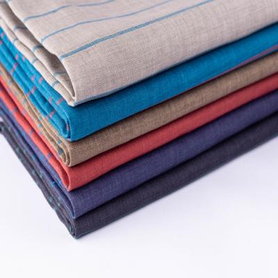 China Viable #8570 137GSM 100% Pure Linen Fabric, Check Green Linen Fabric for sale