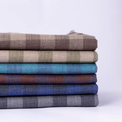 China Eco-friendly 8557 French Linen Fabrics Sustainable Check Yarn Dyed 100% Linen Fabric For Shirt Home Textiles for sale