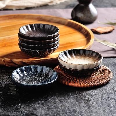 China Viable Commercial Japanese Retro Snack Dish Ceramic Wasabi Barbecue Seasoning Sauce Vinegar Dipping Dish Wholesale for sale