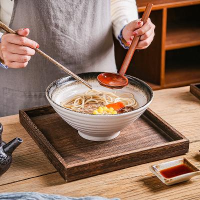 China Retro Japanese-style Noodle Bowl Soup Bowl Cutlery Plate Ramen Tableware Large Ceramic Viable Household Wholesale Salad Noodle Bowl for sale