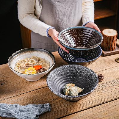 China Popular Types Viable Good Quality Japanese Style Ceramic Wares Different Designs Round Color Size Food Salad Soup Serving Bowl Customized for sale