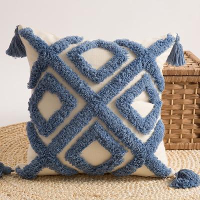 China Viable Decorative Plaid Bohemian Embroidered Cotton Cushion Cover For Wholesale Decorative Pillow Covers for sale