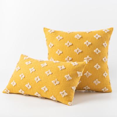 China Amazon Anti-static New Product Yellow Embroidered Floral Cushion Cover Pillow Cover For Decorative for sale