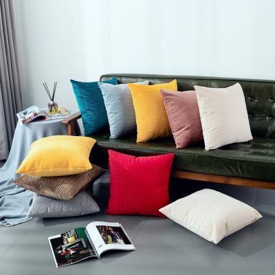 China Simple modern cushion cover velvet cushion cover soft embossed solid pillow cover for home decorative for sale