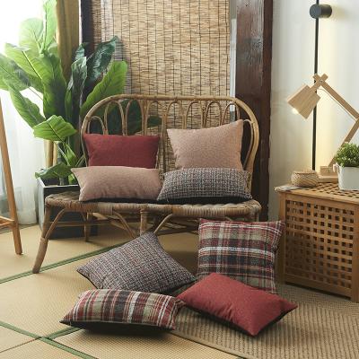 China Custom Jacquard Christmas Plaid Pillow Cover Polyester Jacquard Cushion Cover for sale