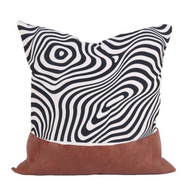 China Plain PU Cushion Faux Explosive Cover Cushion Faux Leather Geometric Quilting Leather Cushion Cover for sale