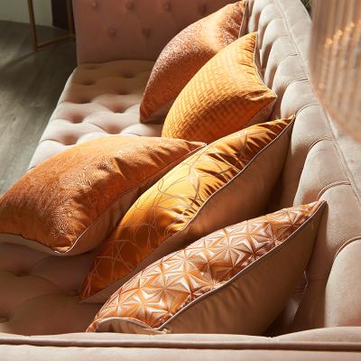 China Designer Decorative Twill Sofa Cushion Cover Custom Orange Throw Cushion Cover Nondisposable for sale