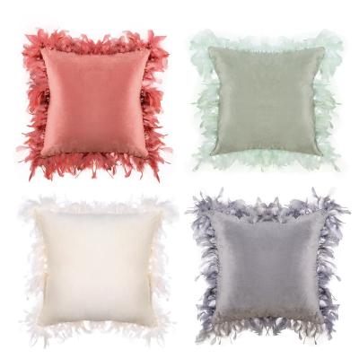 China New Product Plain Feather Soft Cushion Cover Decorative Velvet Pillow Covers for sale