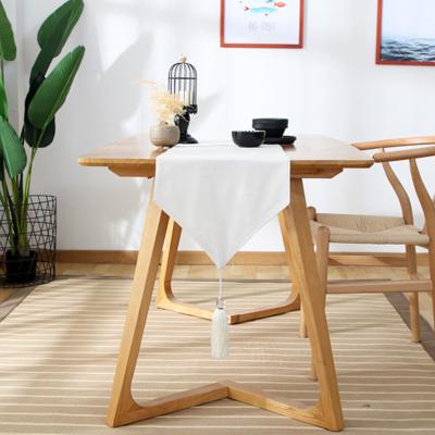 China Stripe solid color machine table runner fabric runner washable white linen table for decorative table for sale