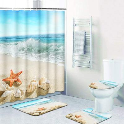 China Shower Curtain Set Bathroom Cover And Sustainable Wholesale Waterproof Marine Shower Curtains for sale