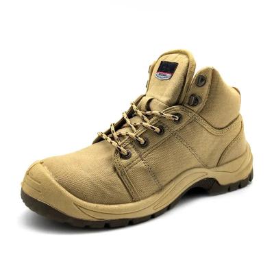 China PU Sole Electrical Safety Shoes Yellow Canvas Steel Toe Shoes Industrial for sale