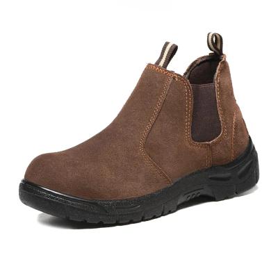 China Steel Toe Electrical Safety Shoes Unisex Brown Leather Work Boots Slip Resistant for sale