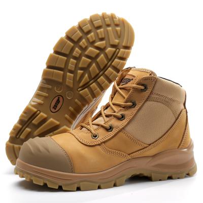 China Mid Cut Construction Safety Shoes Genuine Leather Expensive Safety Shoes For Heavy Duty Work for sale