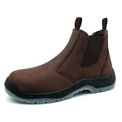 China Brown Steel Toe Work Boots Mens Slip On Work Boot Anti Puncture for sale